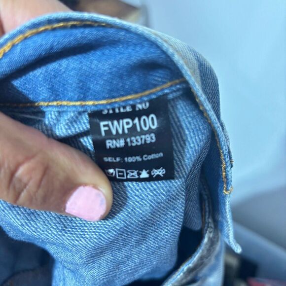 POL Womens Blue Patchwork Detail Distressed Ankle Relaxed Fit Denim Jeans Size S - Picture 10 of 11